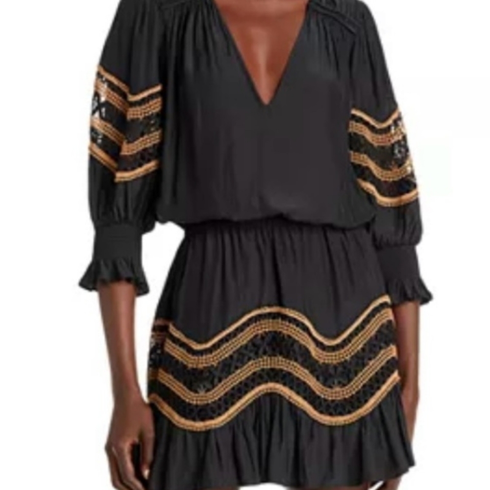NWT Ramy Brook | Black Dress with Brown Accents